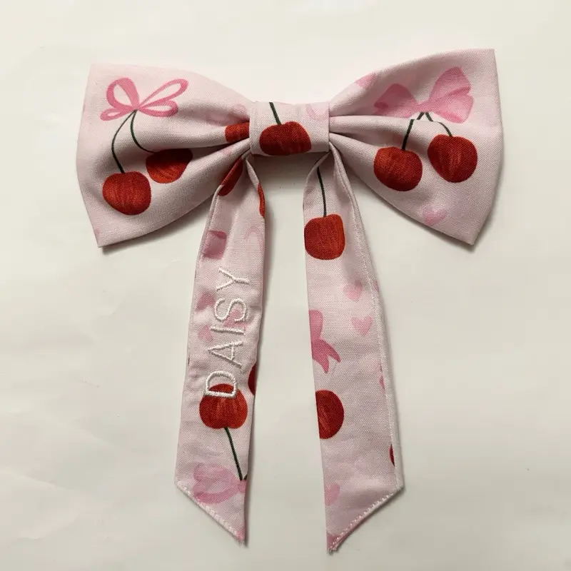 Cherry custom name Hair bow