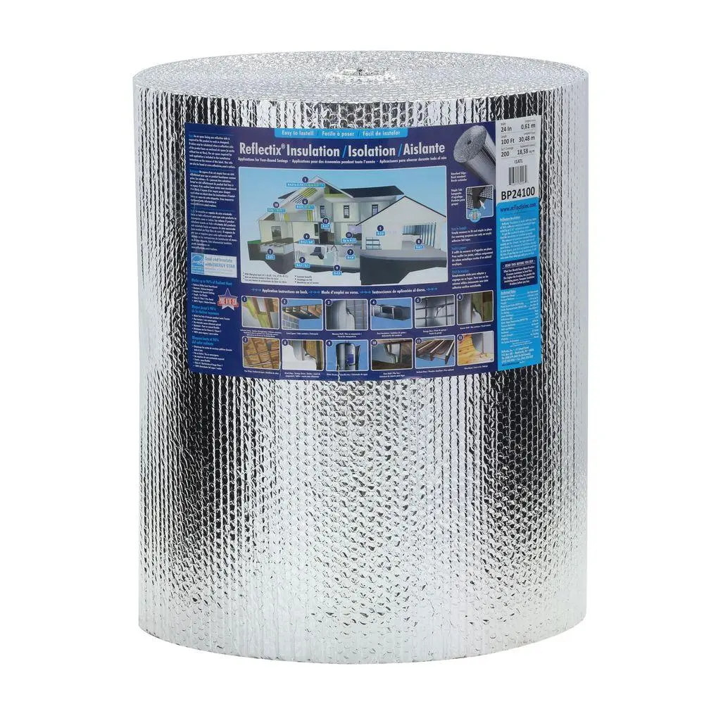 Reflectix BP24100 7-Layered Double Reflective Insulation Roll, 24 in x 100 ft, Fiber-Free, Easy to Handle, Environmentally Safe, Ideal for Crawl Space, Attics, Metal Buildings, Home Improvement Roofing & Walls (DIY Users)