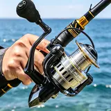 HUAPUDA HE6000-7000 Spinning Reel (1pc) - High Polish Metal Chamfered Spool, CNC Rocker Arm, 5.2:1 Gear Ratio, Smooth Casting, Sensitive, Line-Friendly, Fresh/Salt Water Use, Gift for Fisherman, Fishing Accessories, Saltwater Casting Reel
