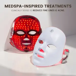 LED Face Mask Cordless Beauty Device - 7 Colors Skin Rejuvenation Mask for Home Use Daily Facial Care with 60 LED Beads