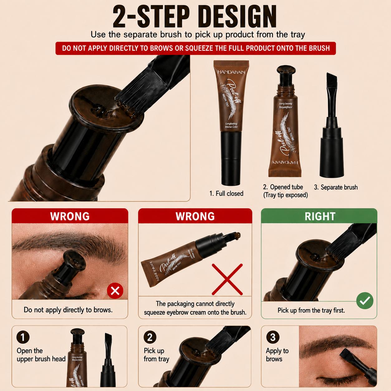 4-Color Tear-Off Brow Tint – See Usage Guide – Waterproof, Non-Fading, Long-Lasting Pigment for Precise Brow Definition & Effortless Wild Brow Looks – Eyebrow Makeup for Women