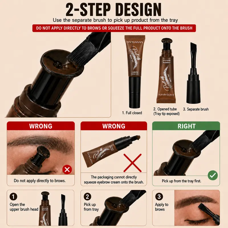 4-Color Tear-Off Brow Tint – See Usage Guide – Waterproof, Non-Fading, Long-Lasting Pigment for Precise Brow Definition & Effortless Wild Brow Looks – Eyebrow Makeup for Women
