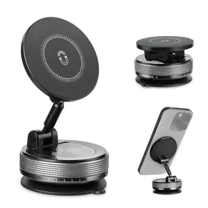 Canvcle Phone Holder for Car MagSafe 360° Adjustable Vacuum Suction Magnetic Cell Phone Car Mount for Windshield Dashboard iPhone 16/15/14/13/12 Series Black
