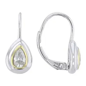 JTV Moissanite Platineve And 14k Yellow Gold Over Sterling Silver Earrings 0.50ctw DEW.