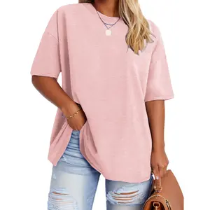 ROSRISS Women's Plus Size Casual Short Sleeve Crew Neck T-Shirts, Cute Style Lightweight Soft Basic Oversized Comfy Loose Fit Summer Tunics, True to Size, XL-5XL 0147 outdoorfun