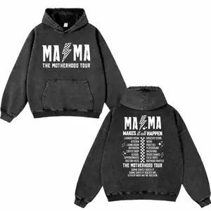 Mama Makes It All Happen Washed Hoodie, Mother Apparel, Oversized Menswear And Women Menswear Tops, Gym Pump Cover, Hip Hop Y2K Graphic Apparel, Gift for Her