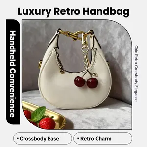 Handheld Small Bag for Women, New Luxury Retro Single Shoulder Crossbody Bag, Half-Moon Dumpling Bag
