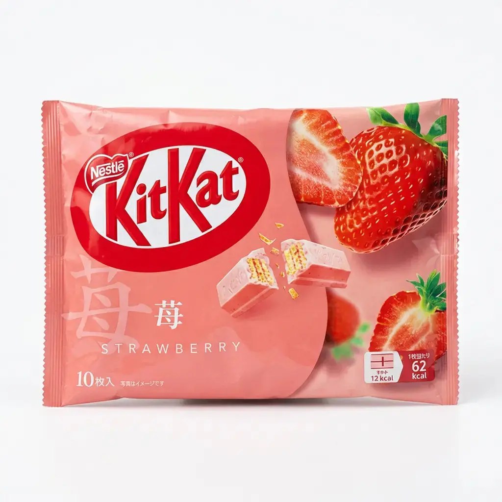 Nestlé KitKat Strawberry Flavor Crispy Chocolate Dessert Snack, 10-Piece Japanese Treat, Compact Individual Packs, Suitable for Birthdays & All Ages