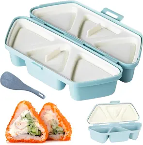 Triangle Rice Mold 6 In 1, 6 Cavity Triangle Sushi Mold Rice Ball Press Maker, Non Stick Sushi Maker Kit for Beginners (With Scoop)