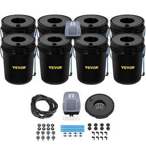 VEVOR DWC Hydroponic System,  5 Gallon 8 Buckets, Deep Water Culture Growing Bucket, Hydroponics Grow Kit with Pump, Air Stone and Water Level Device, for Indoor/Outdoor Leafy Vegetables