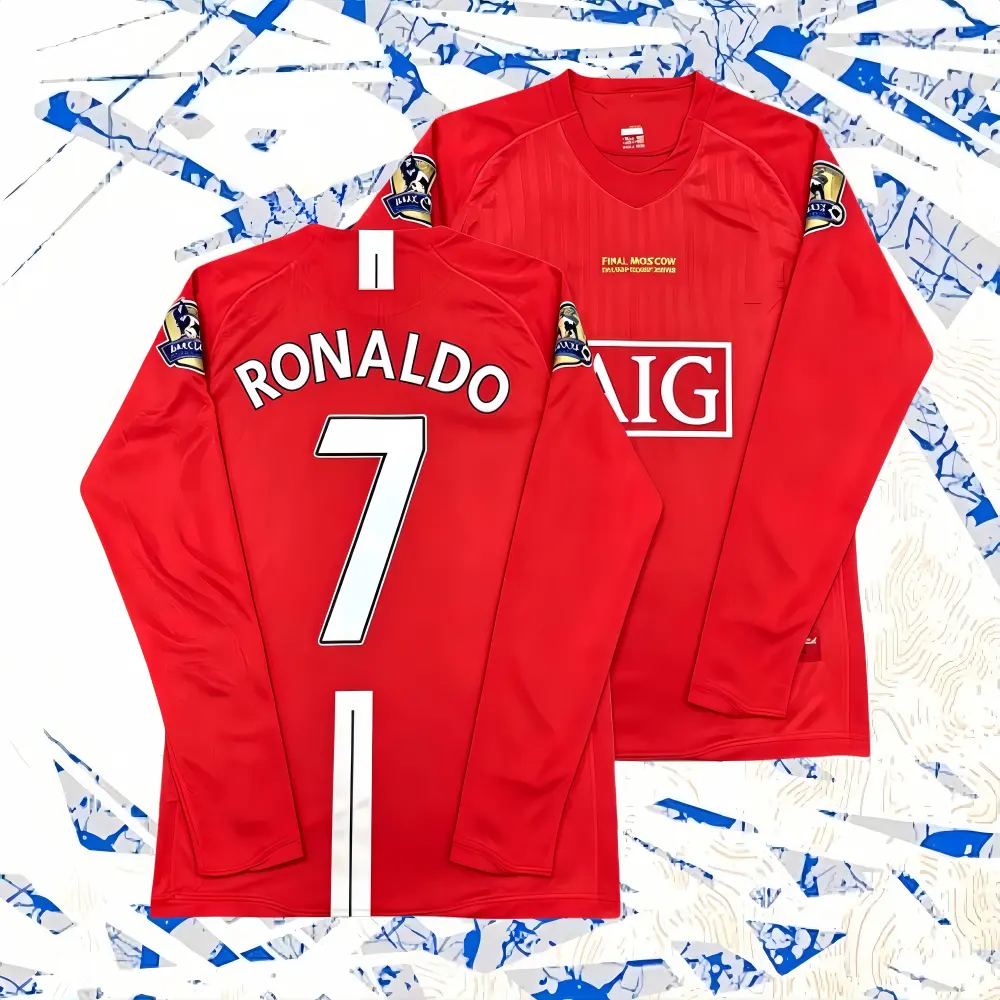 07-08 Home Red Long/Short-Sleeve #7 Ronaldo Fan EditionSoccer Jersey