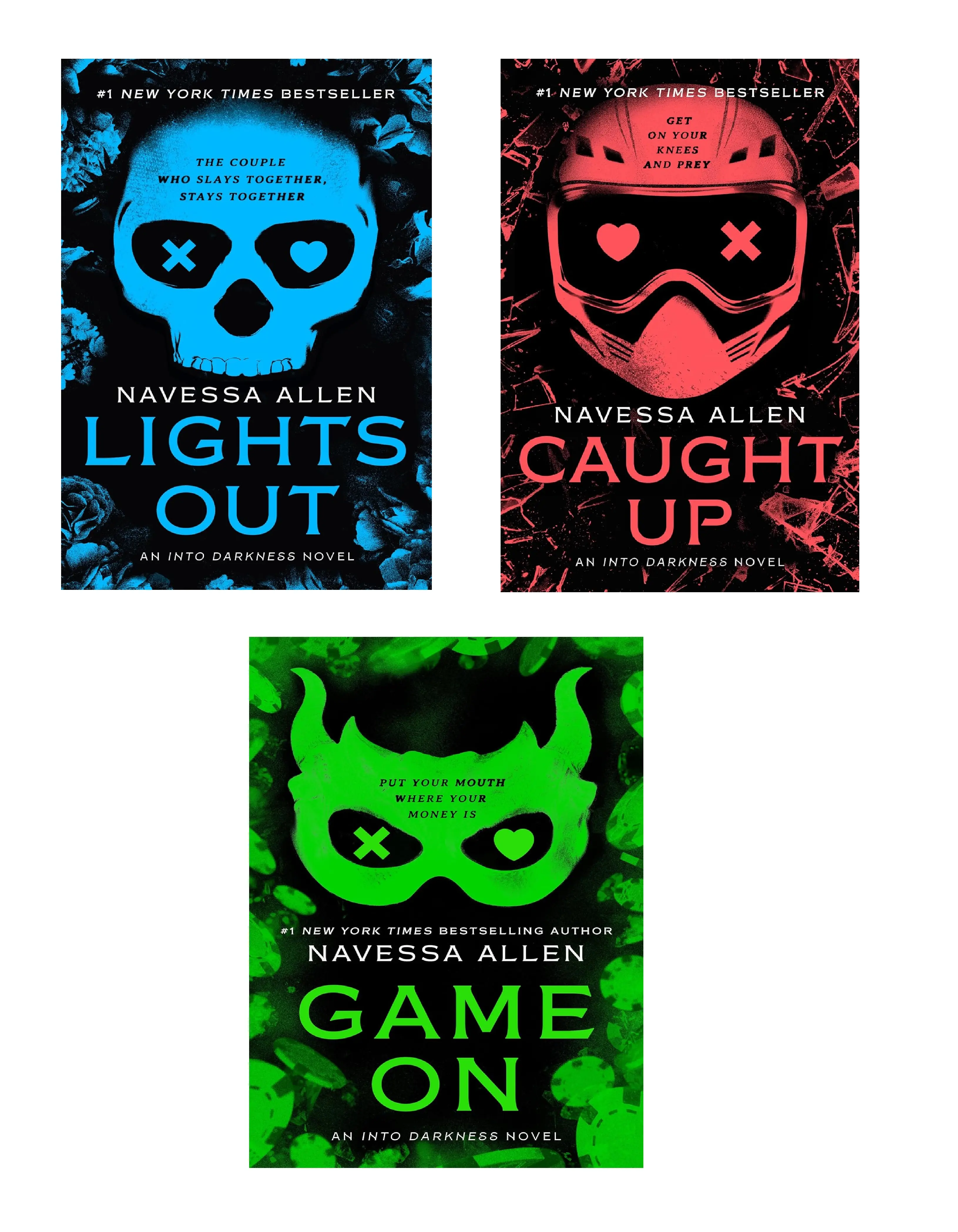 Into Darkness 3-Book Stalker Dark Mystery Romance Series: Lights Out, Caught Up, Game On Paperback Novels