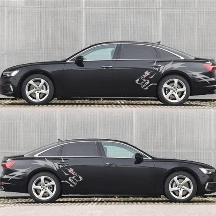 RAVOONY 2Pcs Wolf Car Sticker Decal for Car Body Side Stickers Auto Red-Eyed Wolf Totem Automotive Vinyl Truck Decal Bold Fierce Design Waterproof Universal Application Vehicle Exterior Decoration