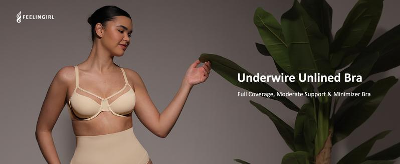 FeelinGirl Minimizer Bras for Women Comfort Underwire Balconette Bras  Deep U-Shaped Back Plus Size Full Cup Coverage No Padded Everyday Bras dealsforyoudays