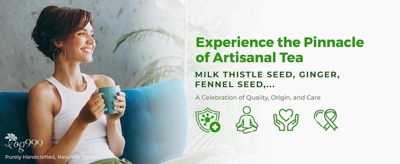 TOG999, Premium Stomach & Liver Herbal Tea – 60 Tea Bags – Milk Thistle Seed, Ginger, Fennel, Peppermint & Licorice – Caffeine-Free – Soothing & Refreshing Herbal Blend for Daily Enjoyment