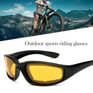 1 pairs Motorcycle Sports Biker Riding Glasses Wind Resistant Eye Protection Sports Goggles Cycling Glasses Sunglasses Yellow Color