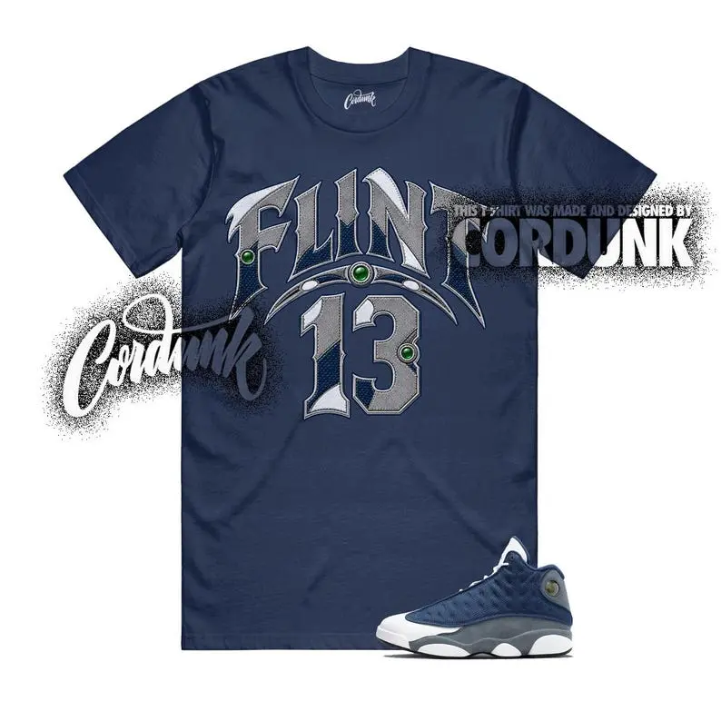 13 Flint Navy Grey University Blue White 2026 Spizike T Shirt Match F13 Graphic Tee, 90s Hip Hop Tee, Gift For Women and Man Unisex T-Shirt, Cozy Gift