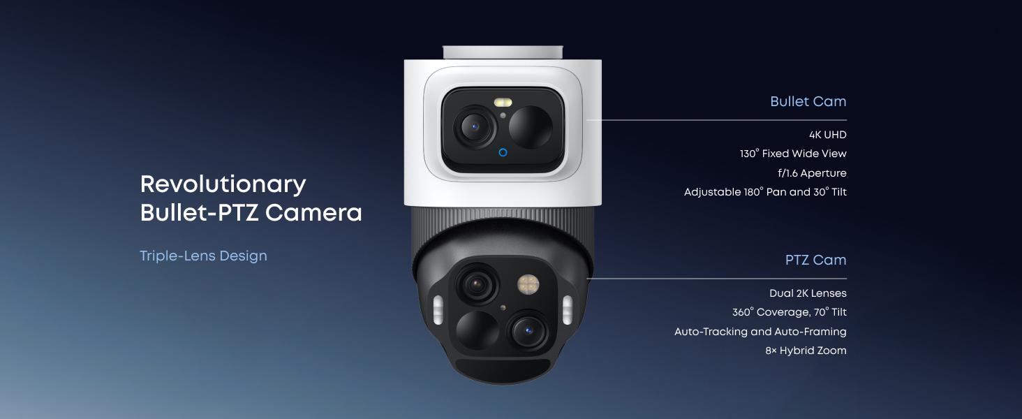 eufy Security eufyCam S4(2-Cam Kit with Homebase S380), Solar Security Camera Wireless Outdoor, Triple Lens Bullet-PTZ Cam, 4K UHD, 360° Pan and Tilt, Auto Track, 8× Hybrid Zoom, Color Night Vision, HomeBase S380 Compatible eufy Security eufyCam S4(2-Cam Kit with Homebase S380), Solar Security Camera Wireless Outdoor, Triple Lens Bullet-PTZ Cam, 4K UHD, 360° Pan and Tilt, Auto Track, 8× Hybrid Zoom, Color Night Vision, HomeBase S380 Compatible