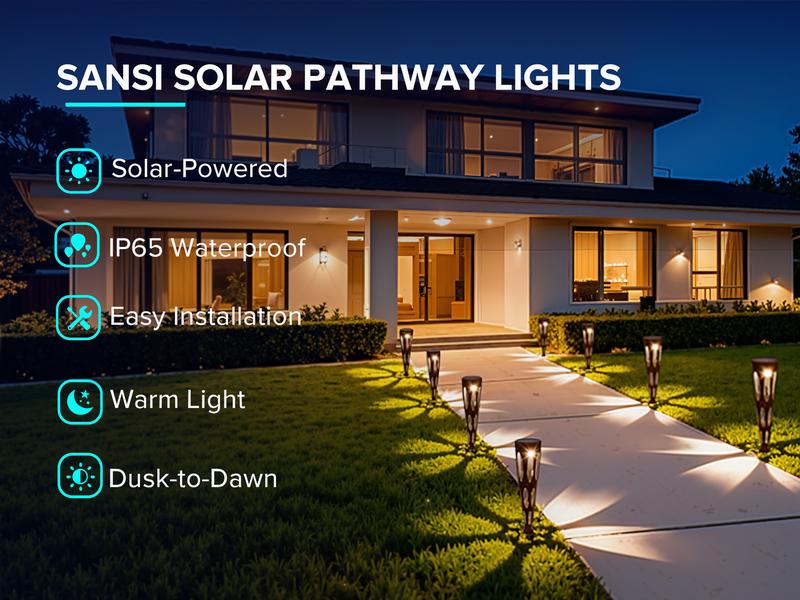Solar Pathway Lights, 6 Pack Outdoor Walkway Solar Lights for Yard Outside, Warm Light LED Landscape Light Waterproof IP65 Auto On/Off for Lawn Sidewalk