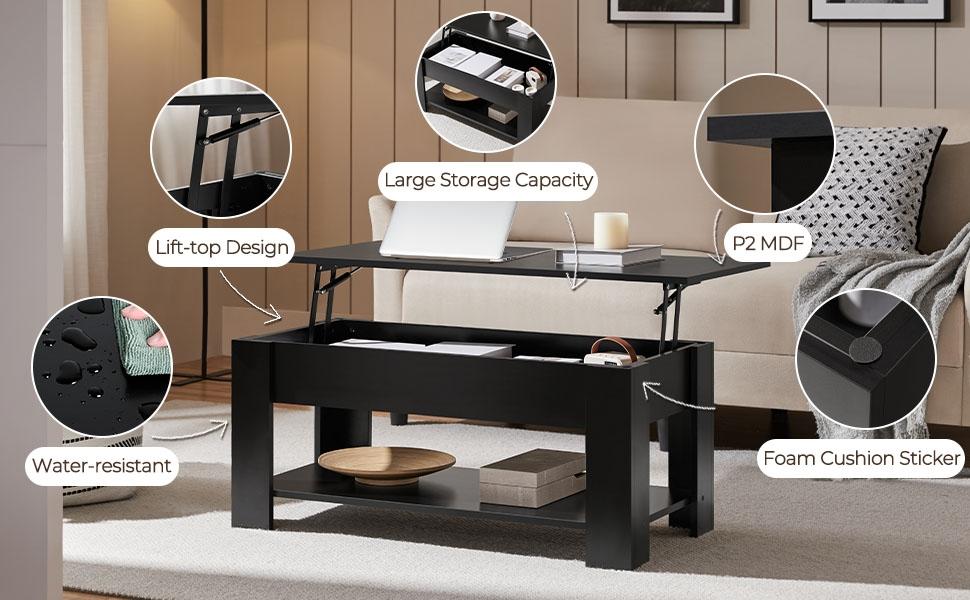 【On Sale】Yaheetech Lift Top Coffee Table Hidden Compartment & 2 Open Shelves Multipurpose Design Gas Lift Small Space Friendly Living Room/Office/Home Use 【On Sale】Yaheetech Lift Top Coffee Table Hidden Compartment & 2 Open Shelves Multipurpose Design Gas Lift Small Space Friendly Living Room/Office/Home Use