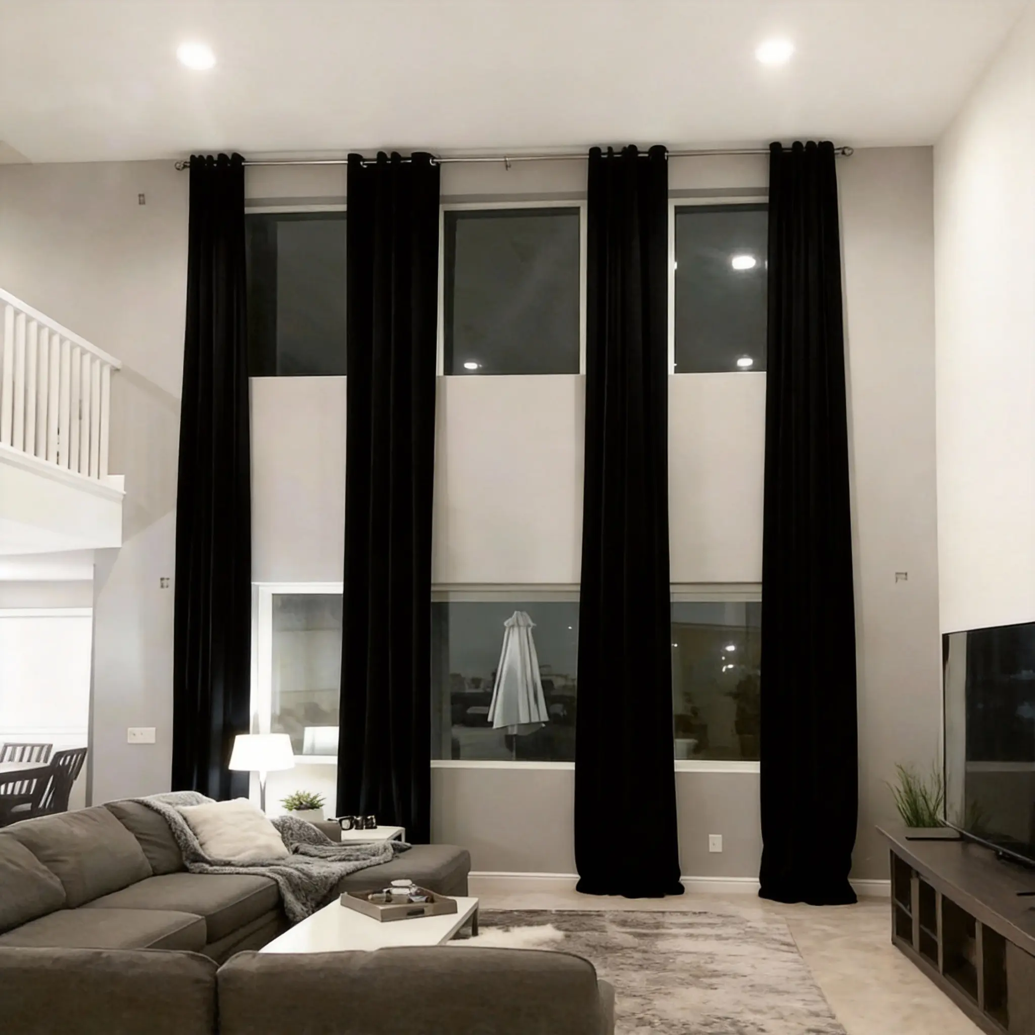 Extra Long Blackout Curtains 1PC Curtain 120-204 Inches Length | 2-Story Living Room Tall Curtains for High Ceilings & Large Windows
