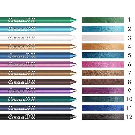 12 Colored Gel Glitter Eyeliner Pencils Set,Matte Liquid Eyeliner Set,Colorful Neon Eyeliner Pencil,Colored Eye Liners and Shadow Pencil,Waterproof Long Lasting Eye Liner,Christmas Makeup Gift Kit for Women,Halloween Makeup cream liner Lipliner Metallic