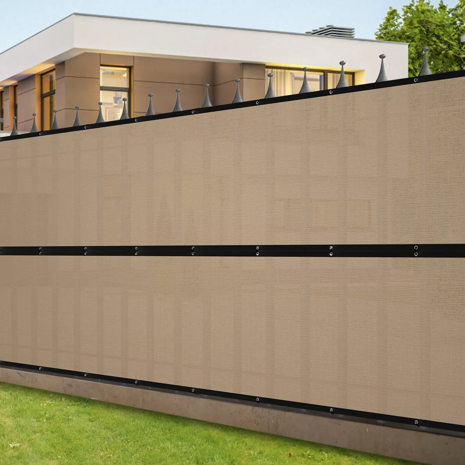 Fence Privacy Screen, 6' x 50' Windscreen Fencing Shade Cover with Grommets for Wall Outdoor Garden Patio Yard Pool Deck Balcony, Beige