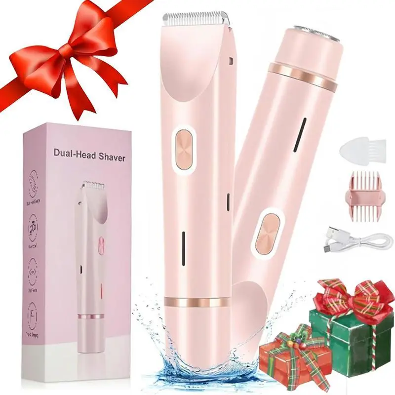 Waterproof Rechargeable Women Electric Shaver, Dual Heads Whole Body Hair Remover, Wet & Dry Use Ladies Hair Trimmer Epilator