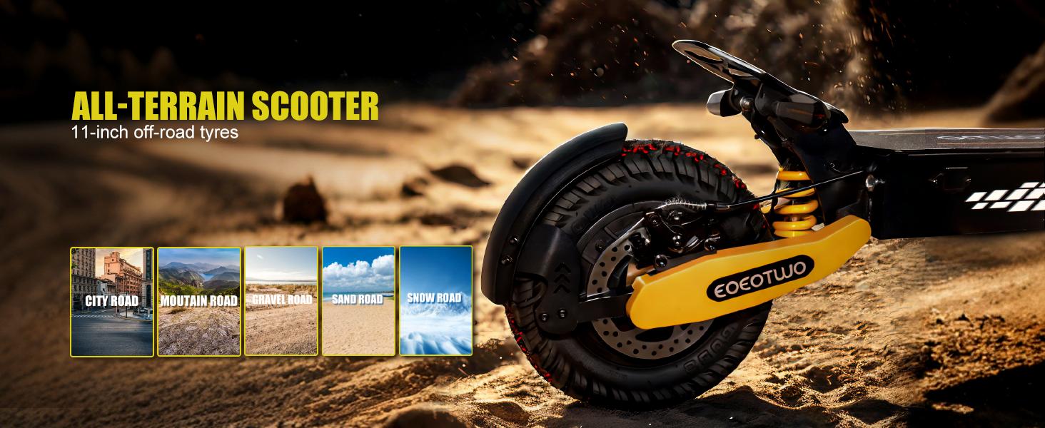 EOEOTWO GT06 Electric scooter, 48V 13AH/23.4AH, range of 40 miles, 1200W motor, foldable electric skateboard, 28MPH, LED display screen, front and rear dual shock absorbers, electric skateboard