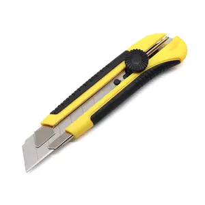 25mm Heavy Duty Utility Knife, Box Cutter with 10pcs SK-5 Retract Blades, Snap-Off Cutters with Rubber Grip for Cardboard, Boxes, DIY Crafts