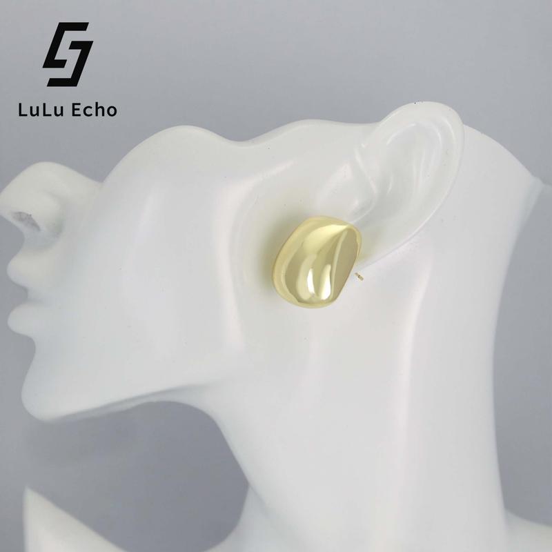 LuLuEcho No Faded Chunky 14k Gold Plated Hoop Earrings for Women, Lightweight Hollow Open Teardrop Earring Trendy Jewelry Gifts for Women, Hypoallergenic