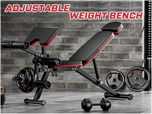 Bearbro 10 Positions Adjustable Weight Bench Workout Bench for Home Gym,Olympic Weight Bench Press for Full Body Workout 900lbs