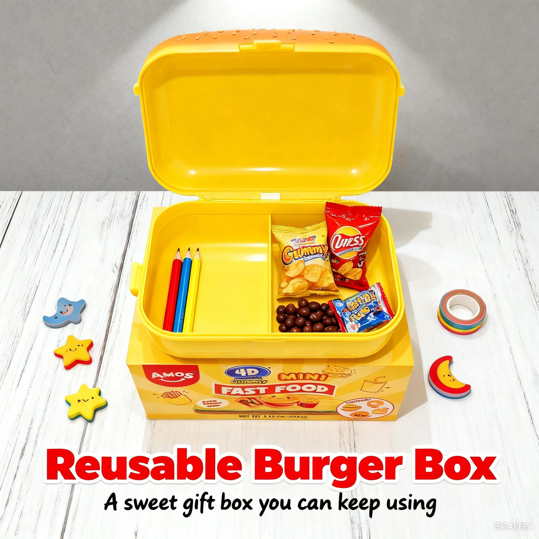 AMOS Mini Fast Food Gummy Set | Burger, Fries & Cola Shaped Candy | Sweet Fast-Food Fun Toy Gift Box | Cute Snack for Kids & Parties Bonbon