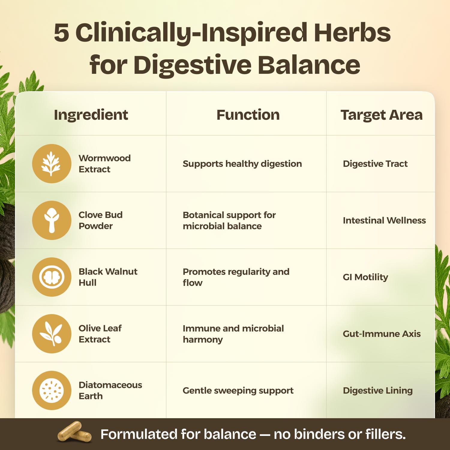 Serene Herbs Paraclara Wormwood Cleanse for Humans - Black Walnut Hull Clove Detox, Natural Gut Health Supplement for Children & Adults - Improve Digestion & Energy - 60 Capsules Serene Herbs Paraclara Wormwood Cleanse for Humans - Black Walnut Hull Clove Detox, Natural Gut Health Supplement for Children & Adults - Improve Digestion & Energy - 60 Capsules