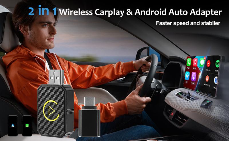 CarPlay Wireless CarPlay Adapter for Factory Wired Cars from 2016 Onwards 2-in-1 Wireless CarPlay & Android Auto Adapter Easier Connectivity Compatibility Stable Faster Automotive