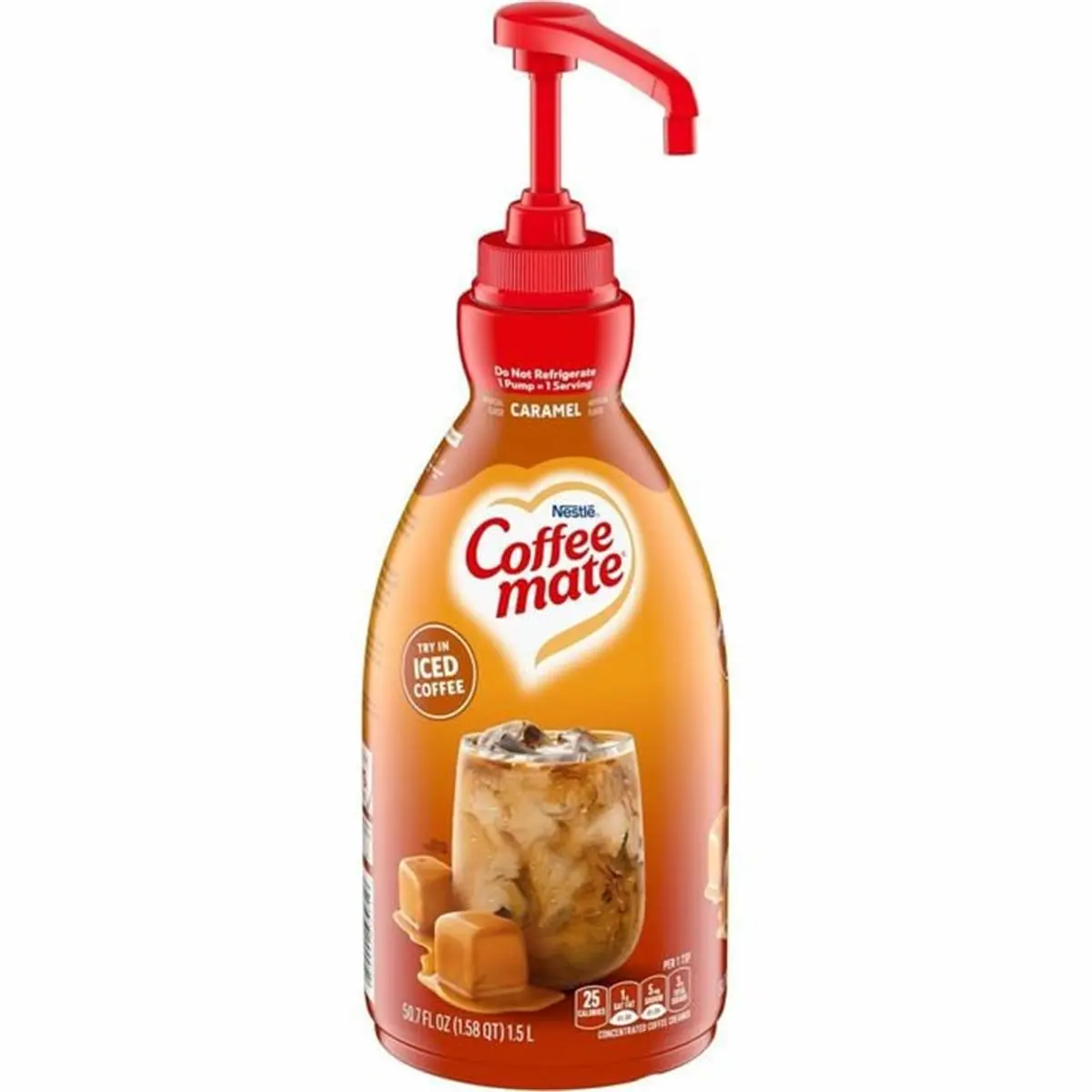 Nestle NES73358 Dairy Caramel Liquid Creamer, 50.72 fl oz Pump Dispenser for Coffee & Tea