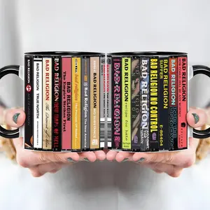 [Sale Up To 35%] Bad Religion Albums Cassette Retro Music Accent Mug, Punk Rock Coffee Mug, Political Punk Album Mug for Music Fans