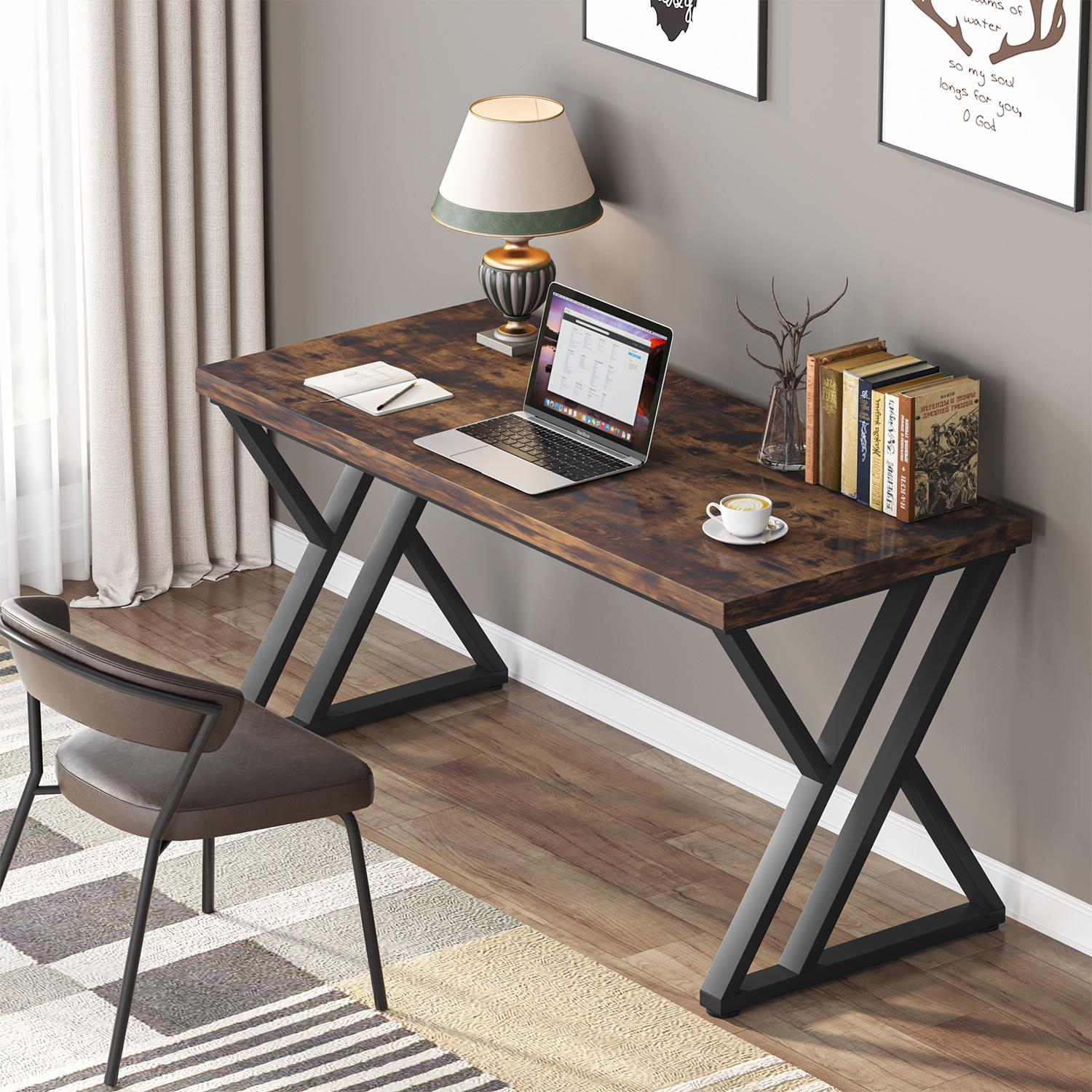 Tribesigns 55" Heavy Duty Computer Desk, Rustic Brown Office Desk with Large Tabletop for Home Office Study Room Living Room