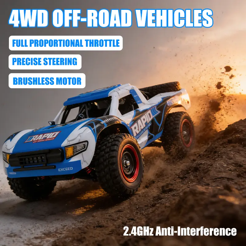 Four-wheel drive high-speed brushless off-road vehicle, 70KM/ H, only the remote control has wireless transmission function, Christmas gift, birthday gift remote control truck shell  competitive
