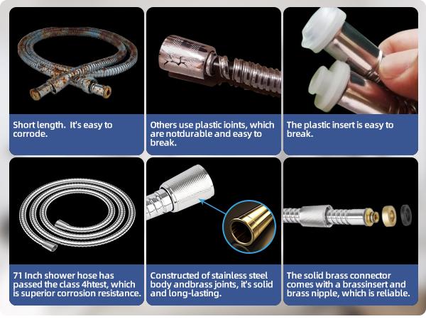 Hibbent Metal 10 Inch Rain Shower Head with Handheld Spray Combo, High Pressure Showerhead with 5 Modes Hand Spray, Dual Shower with Water Flow Control Valve, Shower Holder, 71" Hose, Chrome