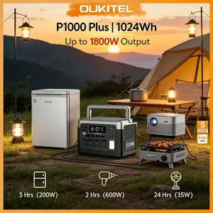 OUKITEL1024Wh Solar Generator Portable Power for Camping Grill Mini Fridge Projector Battery, USB-C, Folding Solar Panel Home Backup, Camping, Emergency Outdoor Power travel
