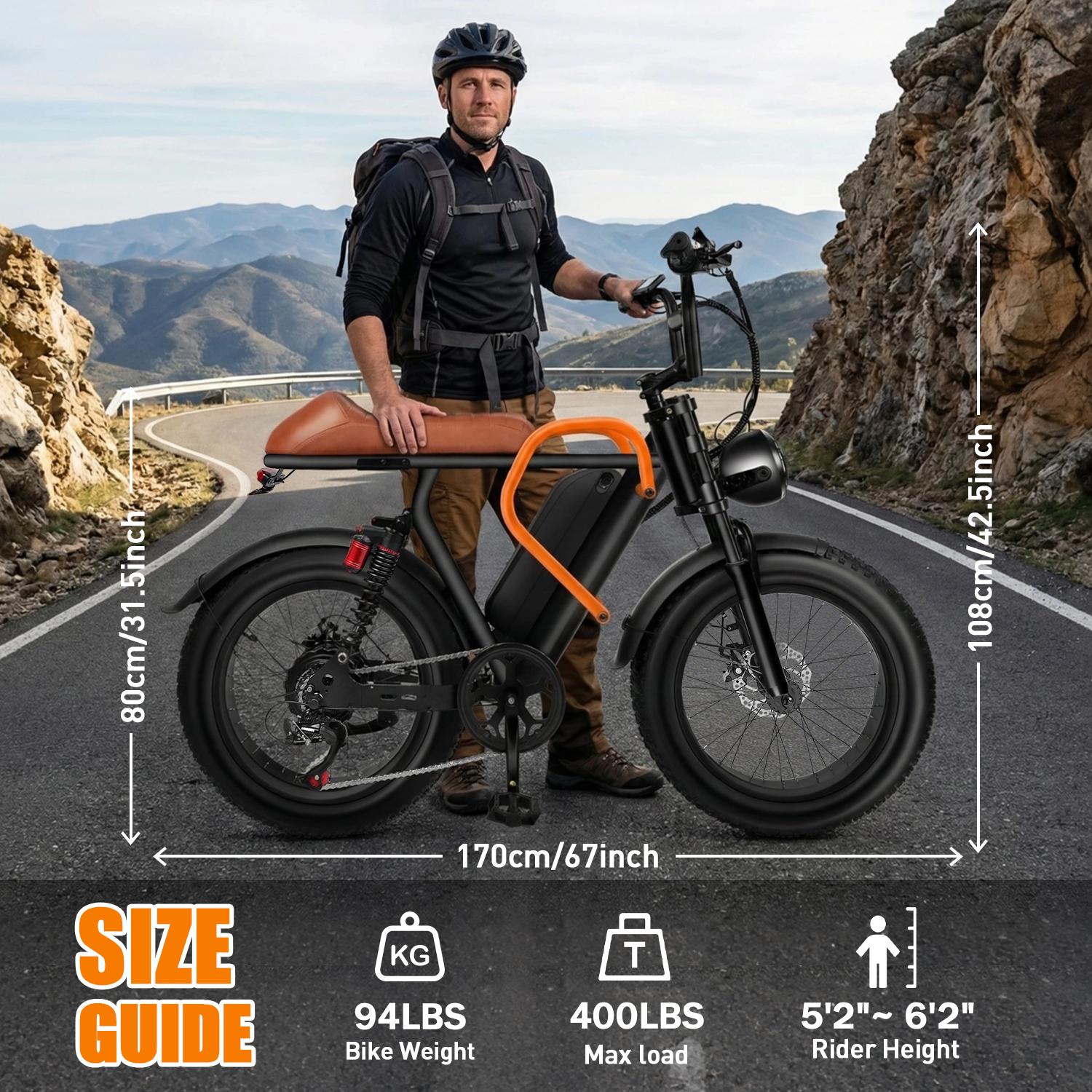 Electric Bike for Adults, 1500W Peak Motor, 48V 18Ah Removable Battery, Fat Tire All-Terrain Design, 28 MPH, 40–50 Miles Range, Full Suspension