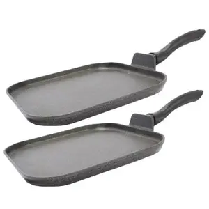 Neware 11" 2 Pack Set MARBLE Nonstick Square Griddle -  for all types of stoves Paquete de 2 COMALES cuadrados de MARMOL para TODO tipo de estufas
