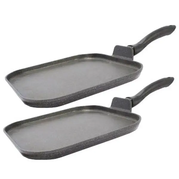 Neware 11" 2 Pack Set MARBLE Nonstick Square Griddle -  for all types of stoves Paquete de 2 COMALES cuadrados de MARMOL para TODO tipo de estufas
