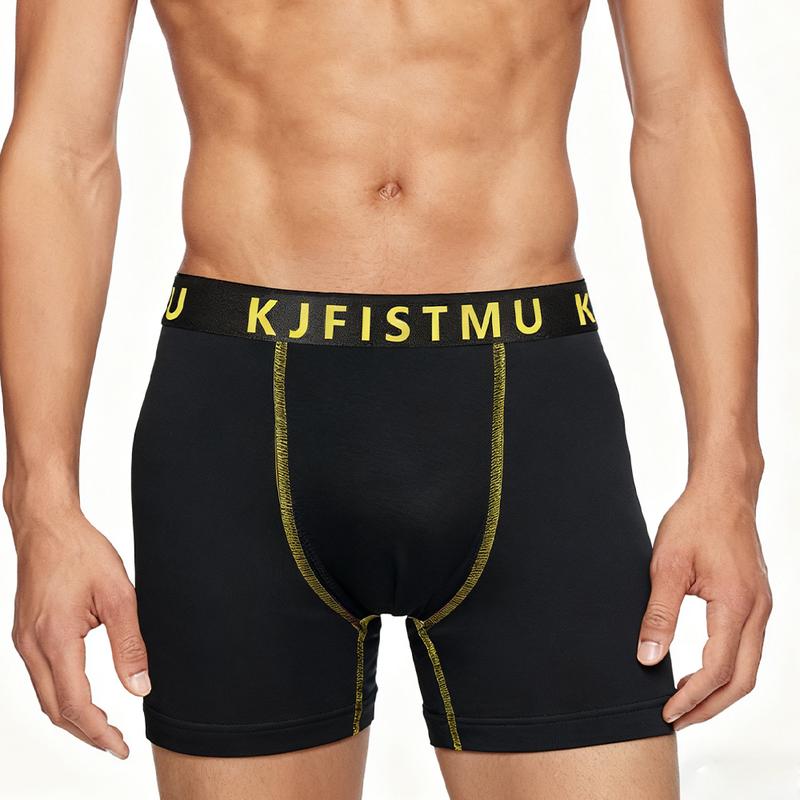 12/8/4 Pack Men's Boxer Briefs - Solid Color with Fine Stripe Design, Men's Long Boxer Briefs (Breathable Polyester Blend, Comfortable Fit, Machine Washable, Random for Teens and Adults) - KJFISTMU Basketball and Cycling Protective Denim