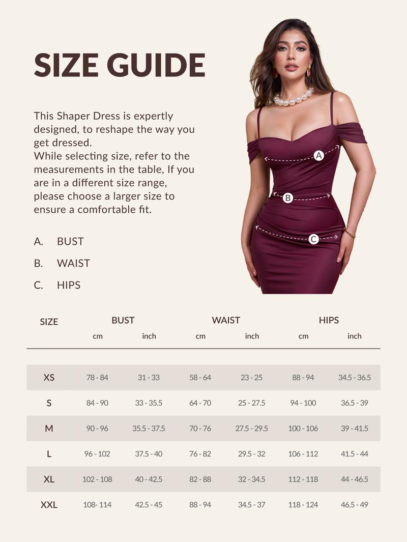 CurvySweet Women’s Drape Neck Midi Dress with Built-In Bra, Off Shoulder Straps & Ruffle Hem - 603