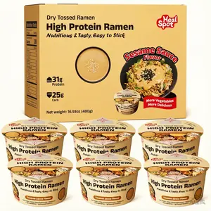 Healspot Upgraded High Protein Dry Tossed Ramen(Pack of 6 Bowls)—31g Plant-Based Protein, Low Fat, Low Carb, Keto Friendly, Plant Based, Non GMO- Sesame Sauce Flavor
