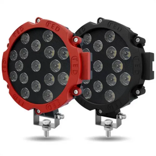 2-Pack 7-Inch 51W Round Alloy LED Offroad Spot Lights, Long-Lasting Outdoors Driving Lamps (10-30V DC) Fit for Boats, Jeeps