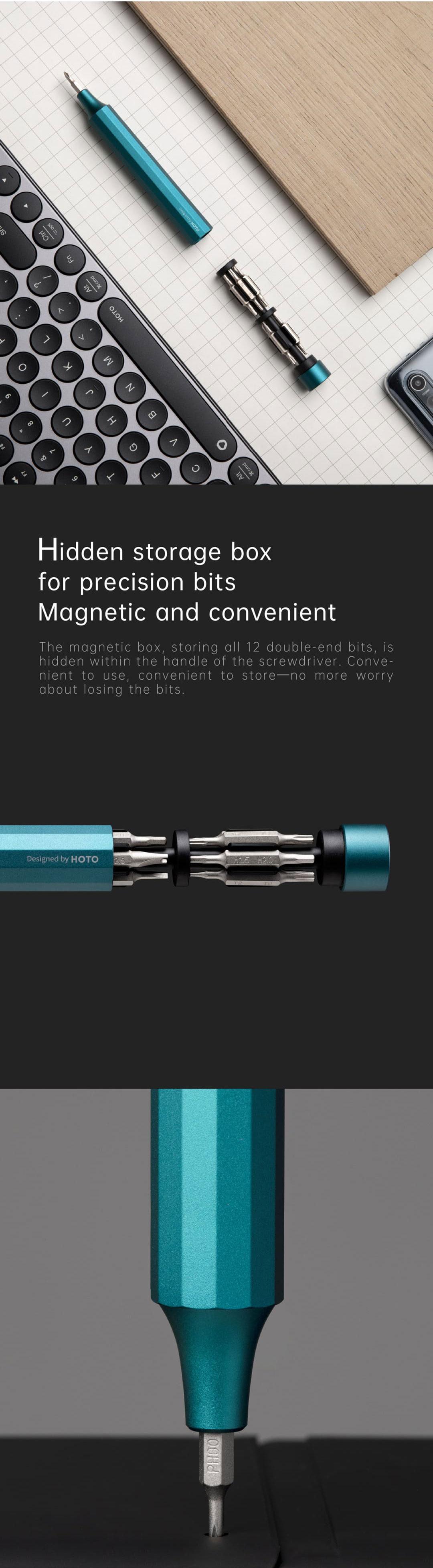 Hoto 24-in-1 Portable Manual Screwdriver with Magnetic S2 Steel Bits - Perfect for Phone, Computer, Watch, Game Console, Eyeglasses Repair & Christmas Gifts