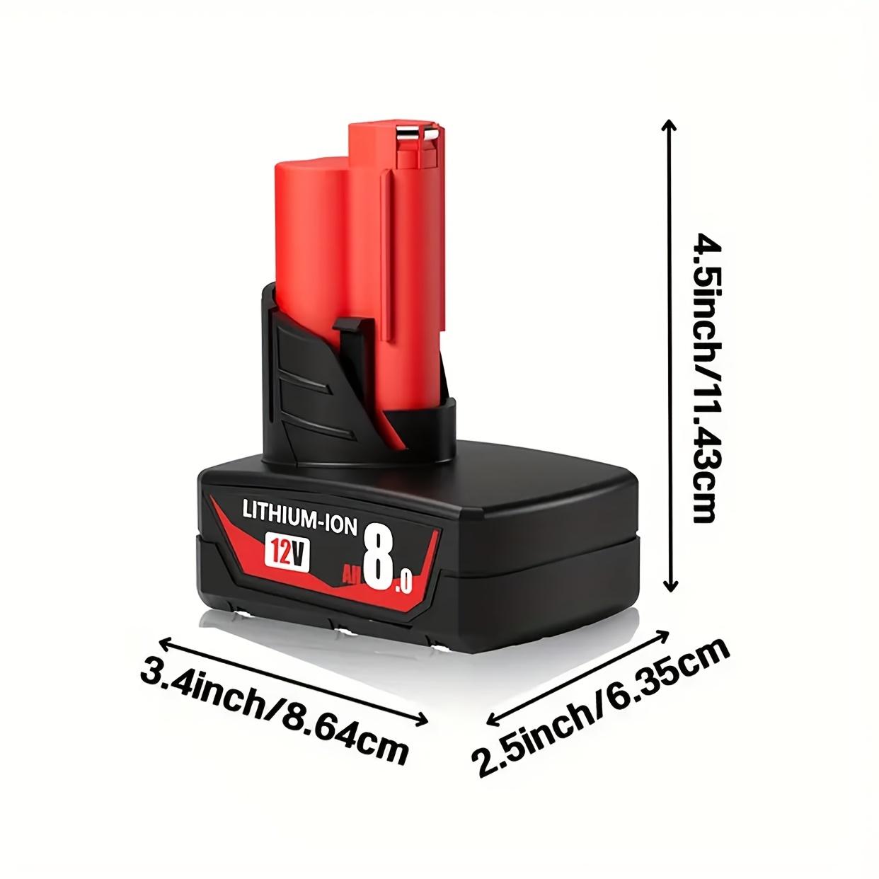 4-Pack 8.0Ah Lithium-Ion Replacement Milwaukee Batteries for M12 12V Cordless Tools Compatible with 48-11-2410 48-11-2420 48-11-2411 High Output